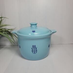 Vintage Cameron/Cronin Pottery Dutch Blue Tulip Bean Pot Casserole